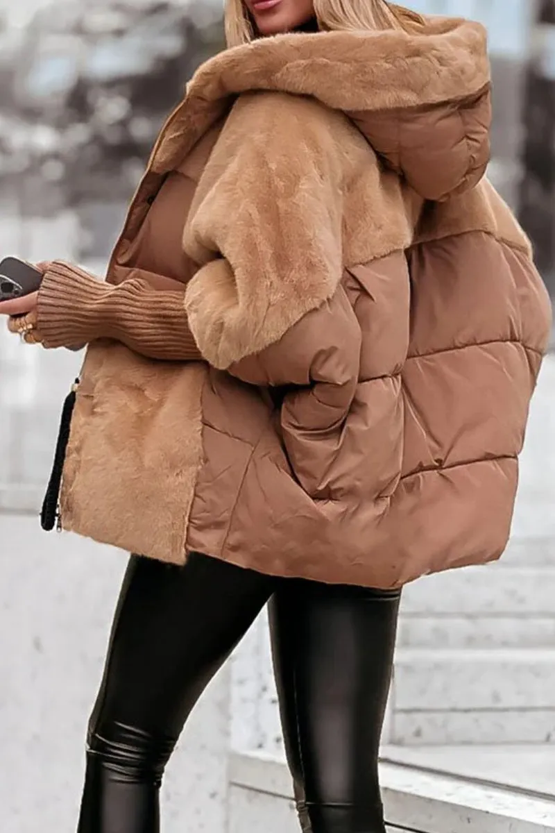 Candela | Chaqueta acolchada con pelo sintético y capucha mujer