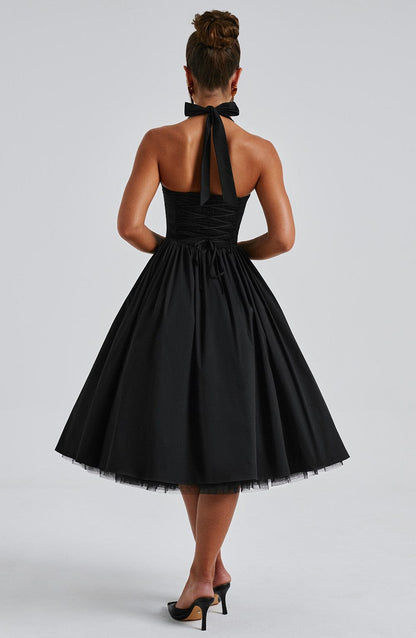 Lúa | Vestido midi halter para mujer para eventos