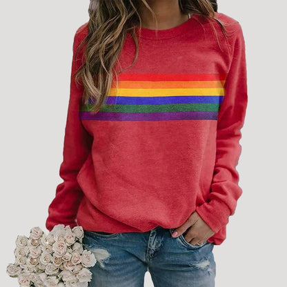Isonia | Sudadera de primavera con rayas arcoíris para mujer