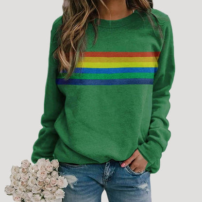 Isonia | Sudadera de primavera con rayas arcoíris para mujer