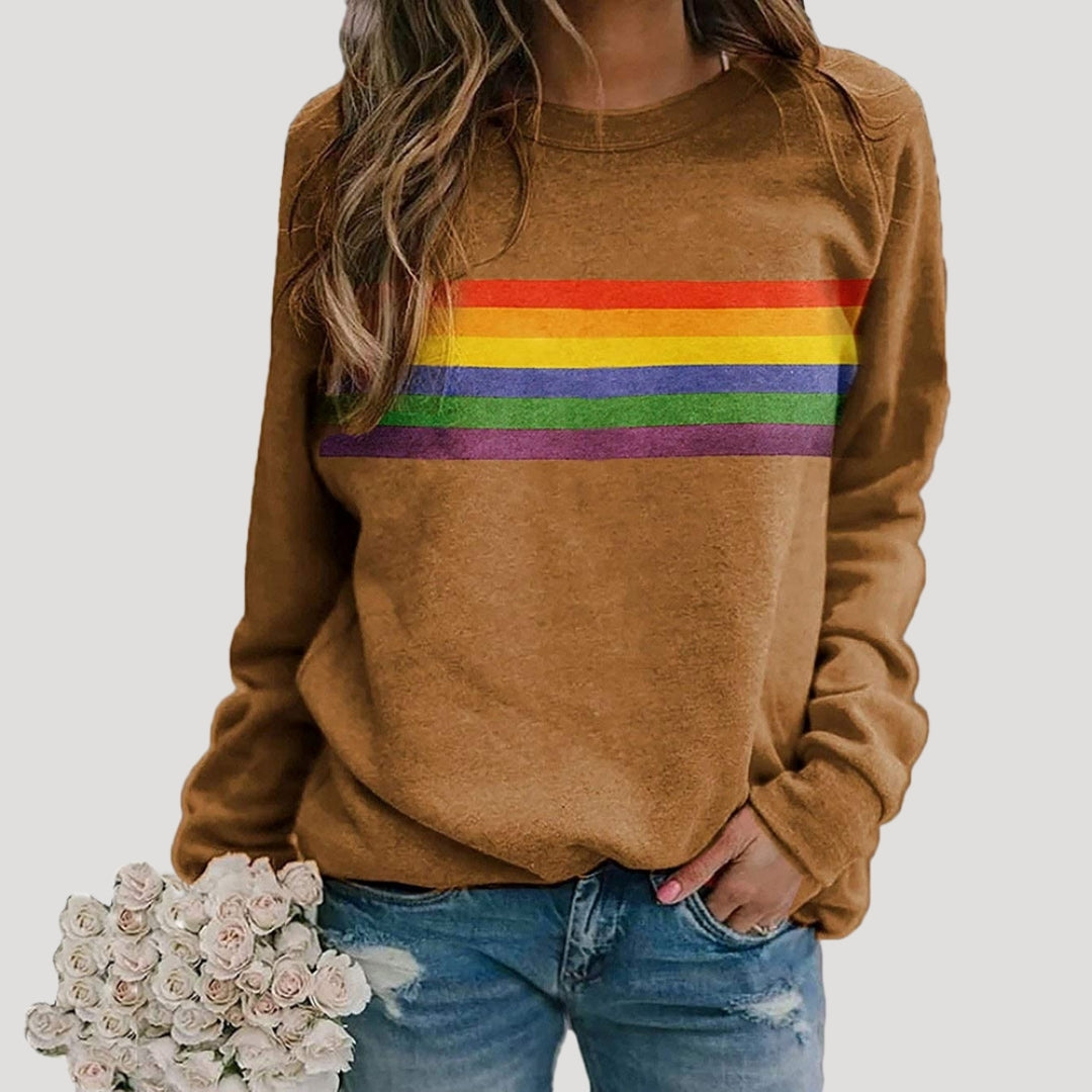 Isonia | Sudadera de primavera con rayas arcoíris para mujer
