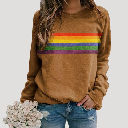 Isonia | Sudadera de primavera con rayas arcoíris para mujer