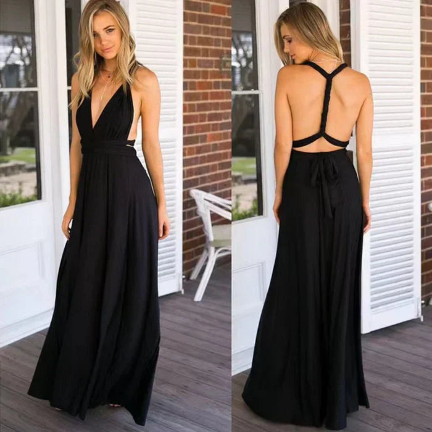 Elena | Vestido largo con espalda descubierta y diseño multiuso