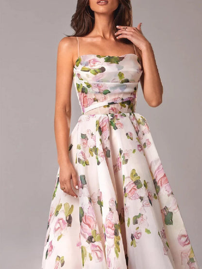 Celia | Vestido midi para mujer con tirantes finos y línea A