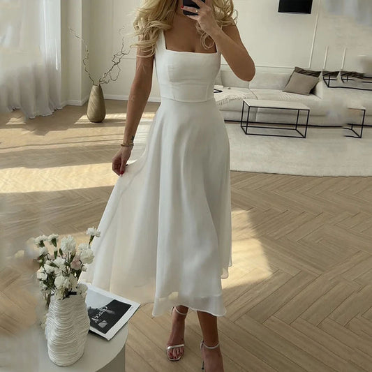 Maura | Vestido midi con escote cuadrado para mujer invitada de boda