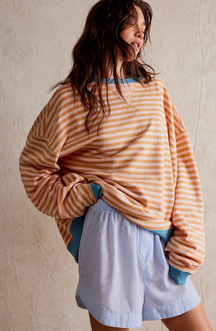 Elisa | Jersey de mujer de primavera a rayas con cuello redondo
