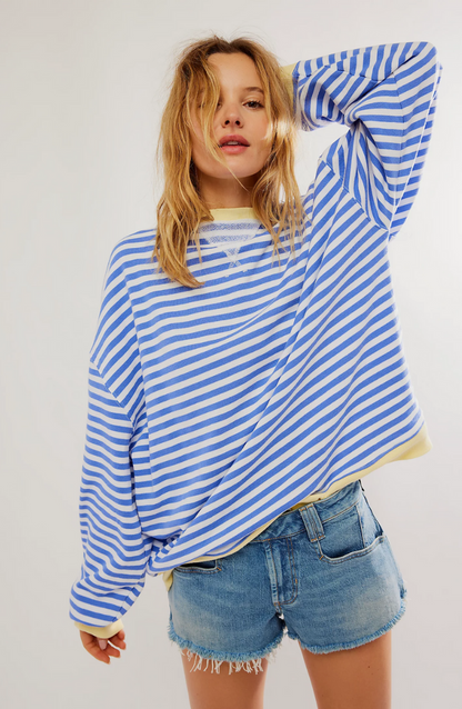 Elisa | Jersey de mujer de primavera a rayas con cuello redondo