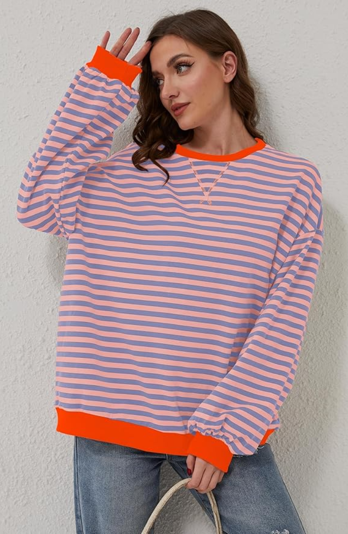 Elisa | Jersey de mujer de primavera a rayas con cuello redondo