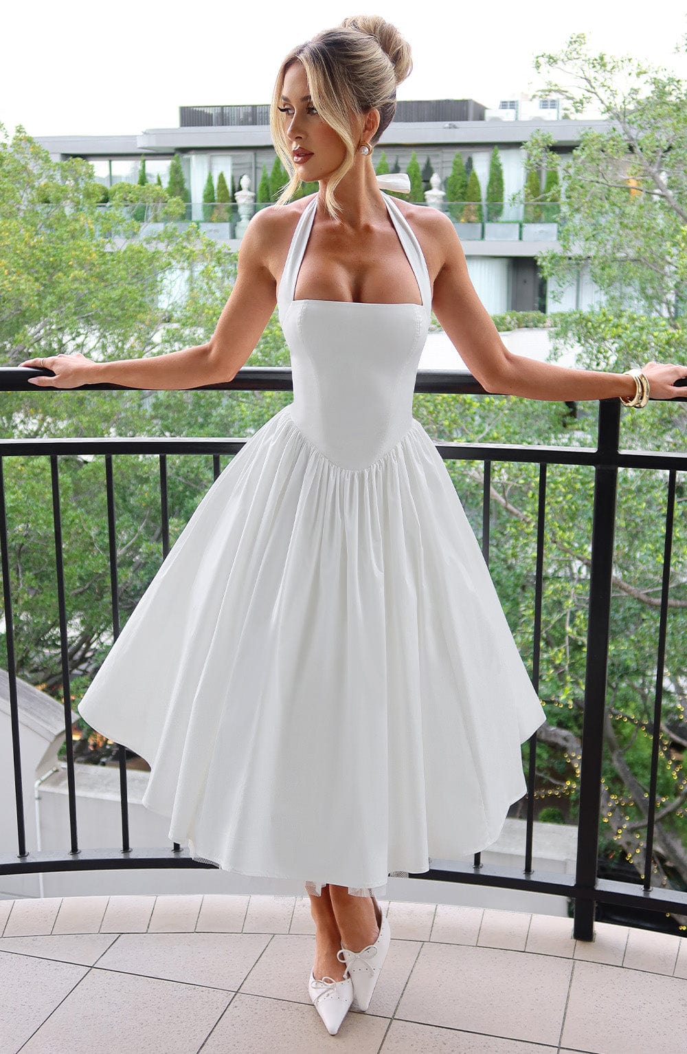 Lúa | Vestido midi halter para mujer para eventos