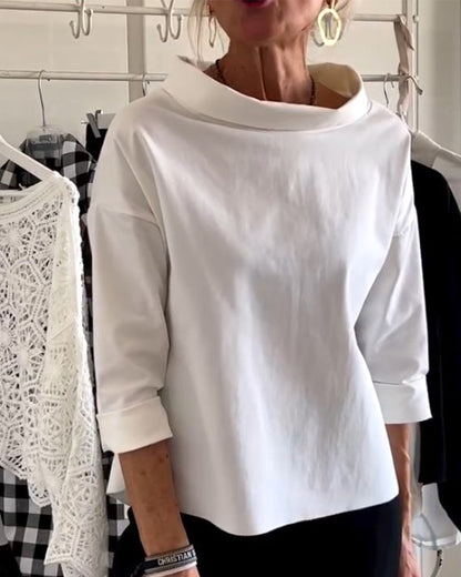 Xaviera | Top de punto para mujer con cuello barco y manga tres cuartos | Cómodo
