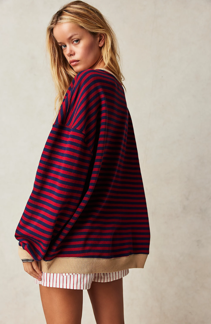 Elisa | Jersey de mujer de primavera a rayas con cuello redondo