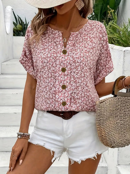 Basilea | Top de verano con mangas cortas y botones para mujer