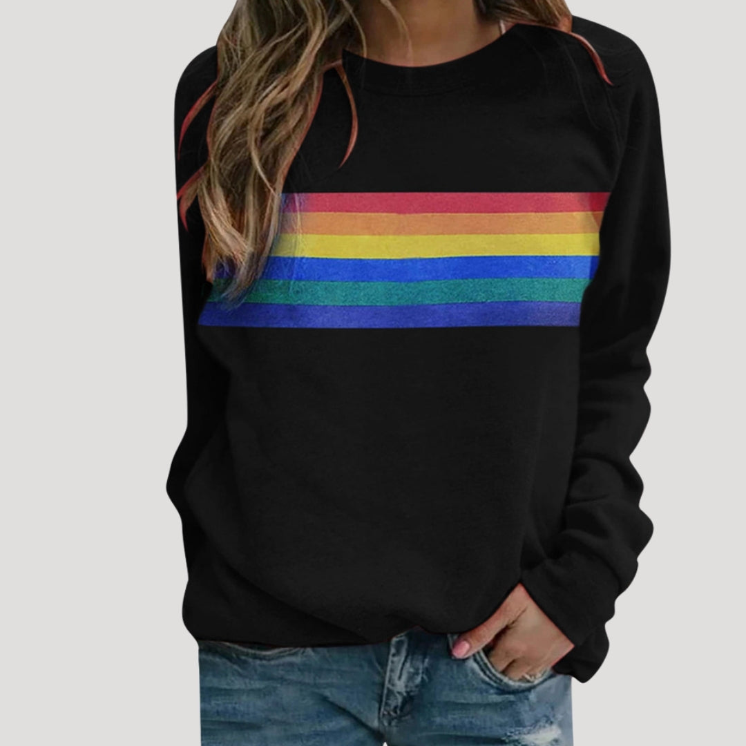 Isonia | Sudadera de primavera con rayas arcoíris para mujer