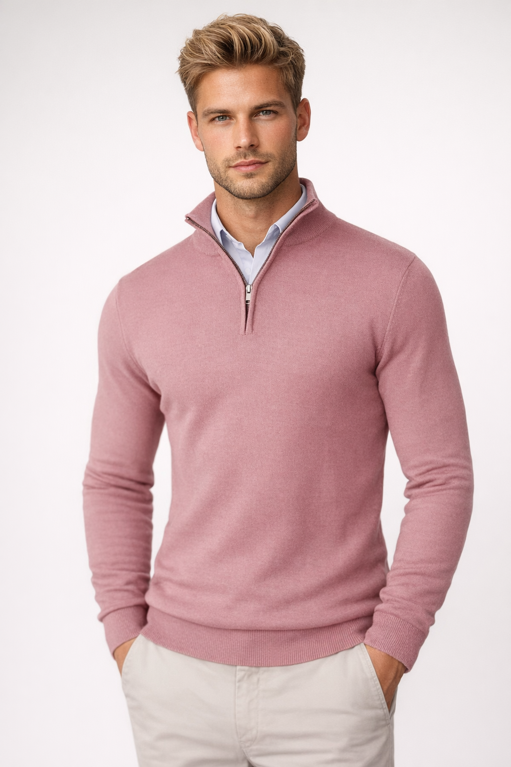Velmior | Suéter para hombre con media cremallera y cuello alto