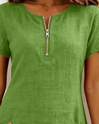 Renira | Vestido recto para mujer con cremallera y bolsillos