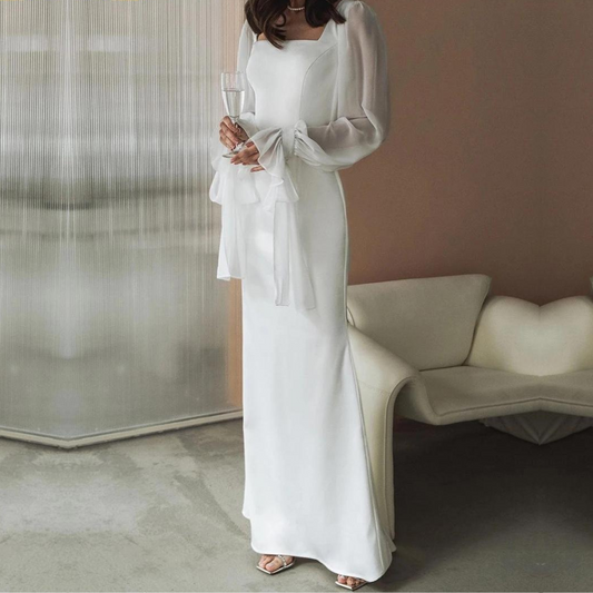 Amilcar | Vestido largo de noche con escote cuadrado para mujer