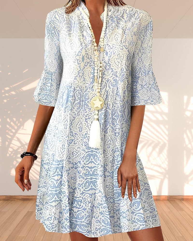 Calindra | Kurzes Damenkleid mit kurzen Ärmeln | Sommerlich  