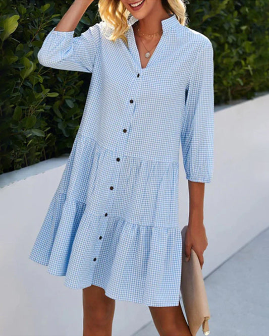 Araceli | Vestido midi para mujer de verano con cuadros y botones