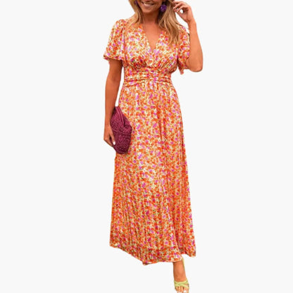 Antonia | Gekreuztes Maxikleid für Damen mit V-Ausschnitt  