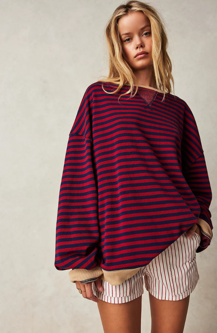 Elisa | Jersey de mujer de primavera a rayas con cuello redondo