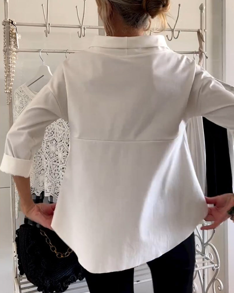 Xaviera | Top de punto para mujer con cuello barco y manga tres cuartos | Cómodo