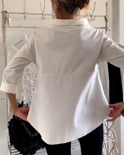 Xaviera | Top de punto para mujer con cuello barco y manga tres cuartos | Cómodo
