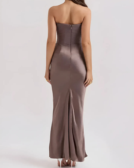 Lorena | Vestido maxi de boda con diseño drapeado elegante para mujer