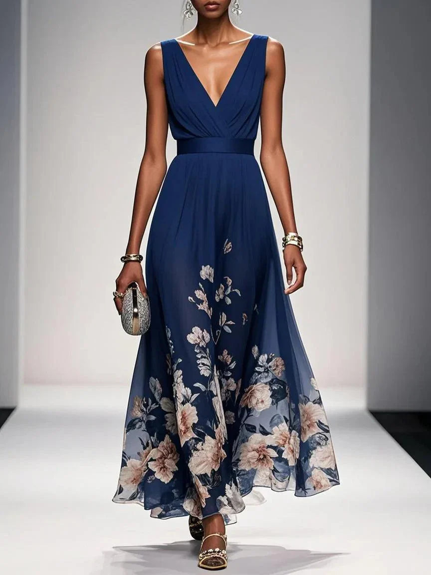 Umara | Floral print chiffon maxi summer dress