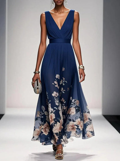 Umara | Floral print chiffon maxi summer dress