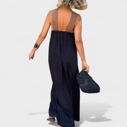Manuela | Elegantes Maxikleid mit überkreuztem Ausschnitt und ärmellos  