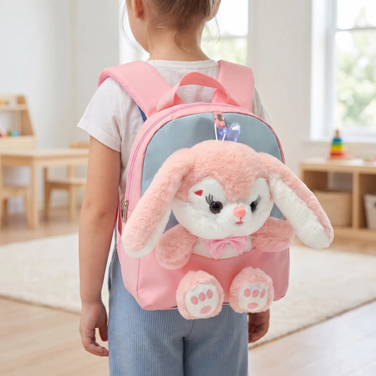 Mochi | Mochila infantil con conejo de peluche y cremallera