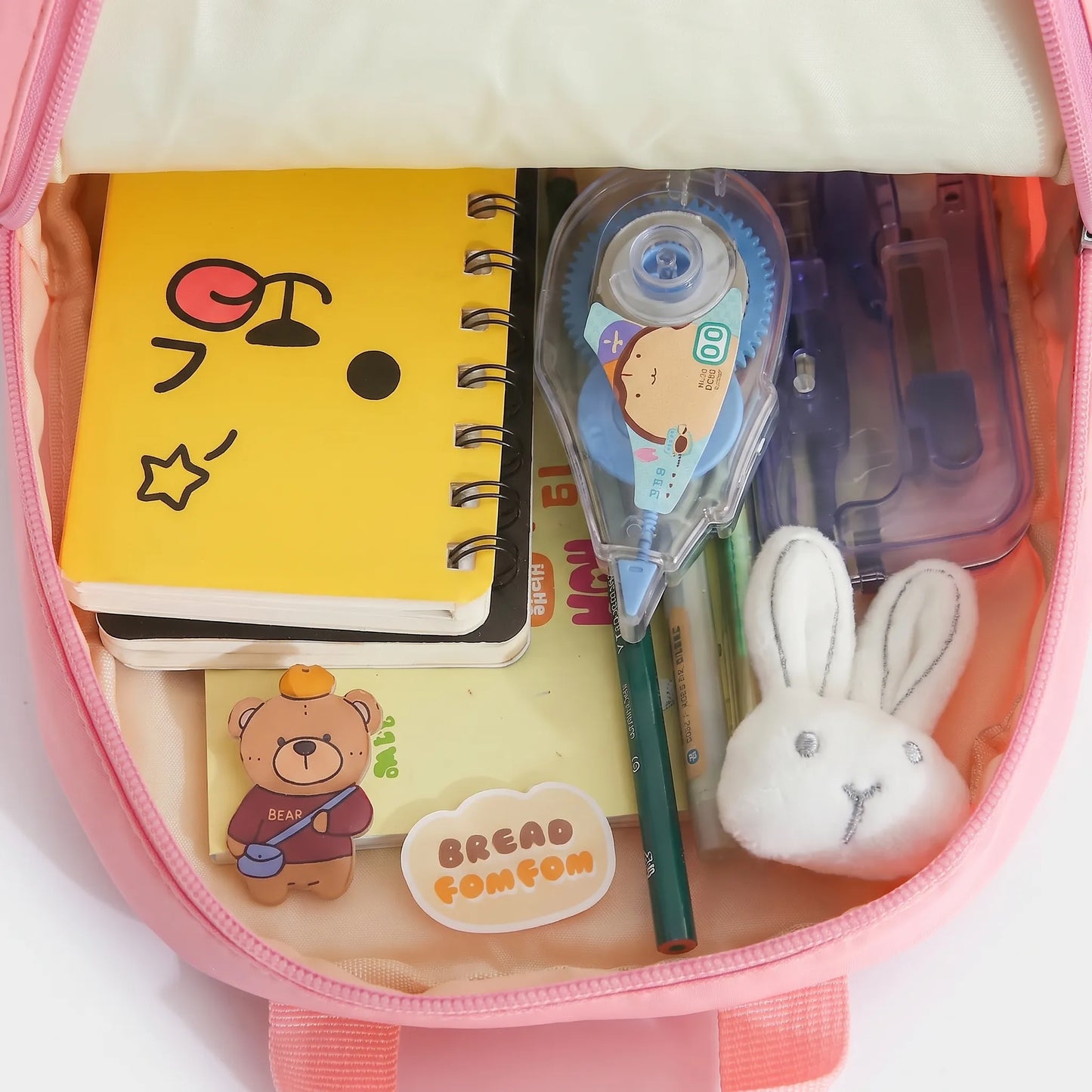Mochi | Mochila infantil con conejo de peluche y cremallera