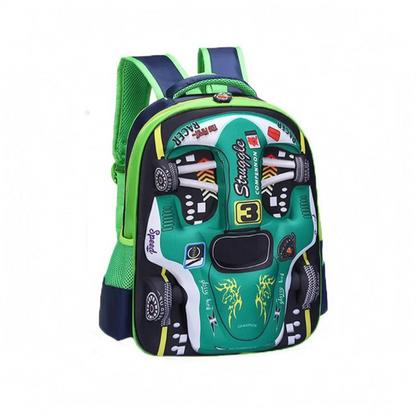Aiko | Mochila escolar con coche de carreras y bolsillos