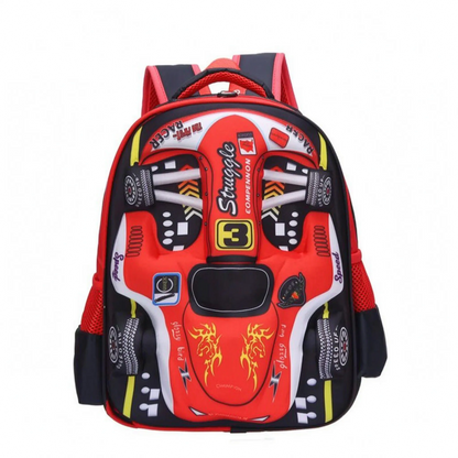 Aiko | Mochila escolar con coche de carreras y bolsillos