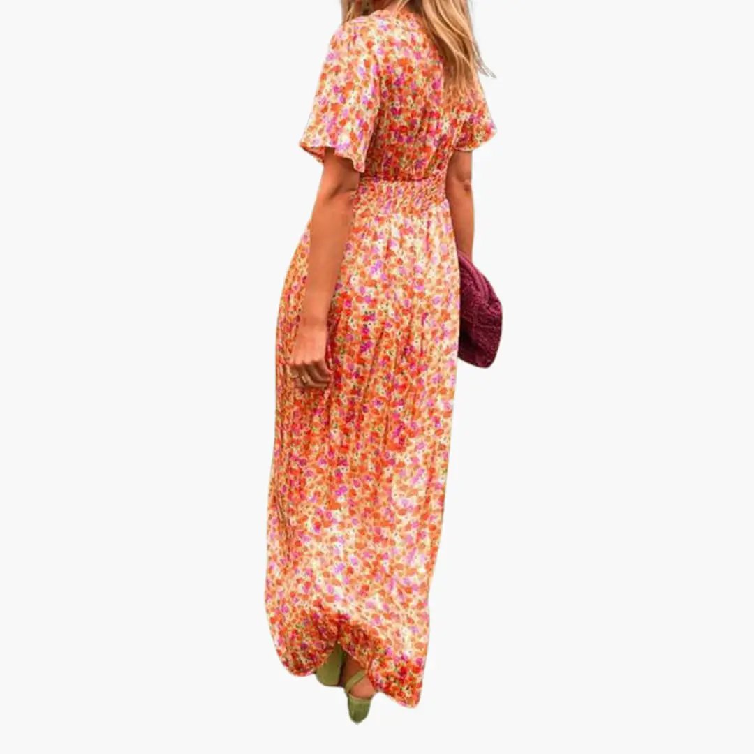 Antonia | Gekreuztes Maxikleid für Damen mit V-Ausschnitt  