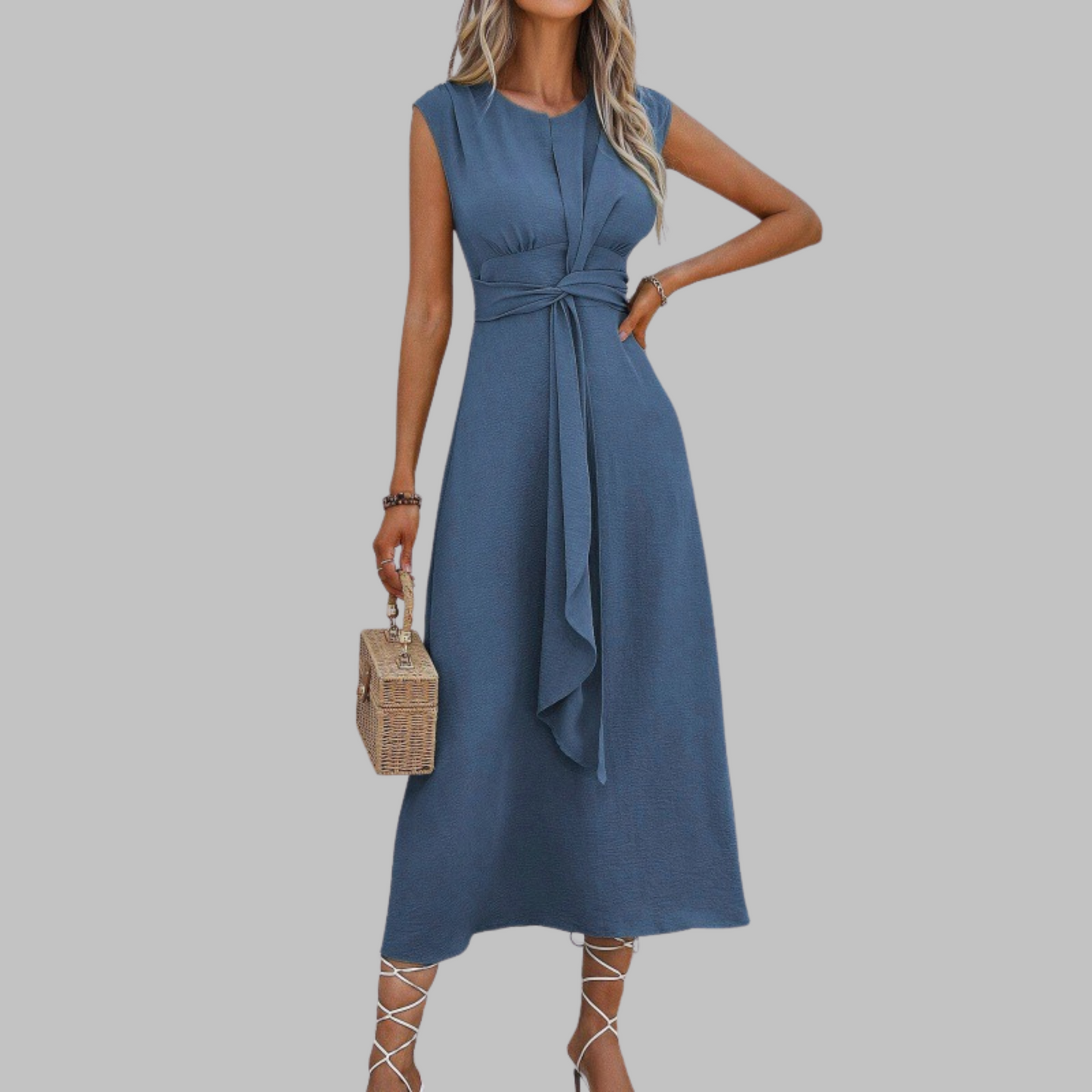 Zanira | Vestido maxi elegante con cuello redondo y sin mangas