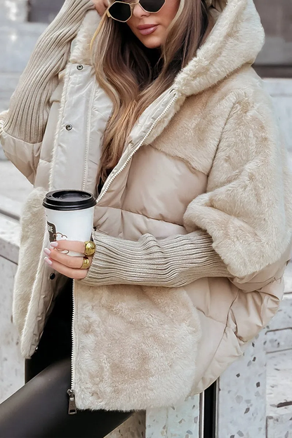 Candela | Chaqueta acolchada con pelo sintético y capucha mujer