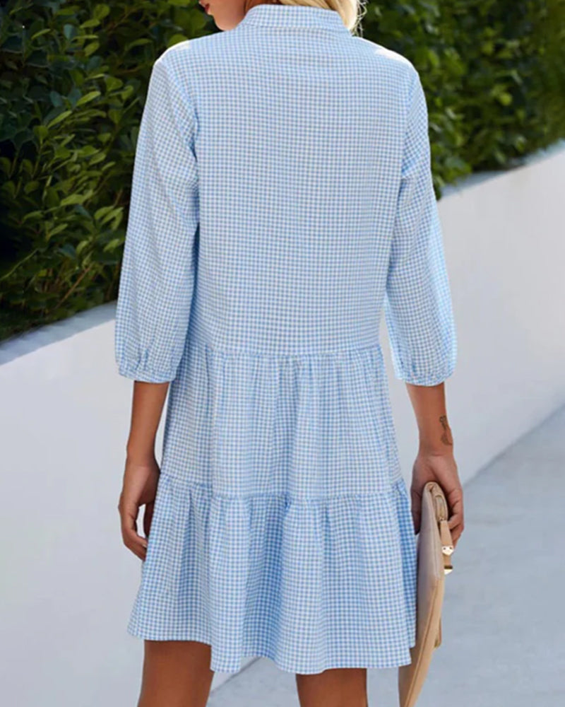 Araceli | Vestido midi para mujer de verano con cuadros y botones