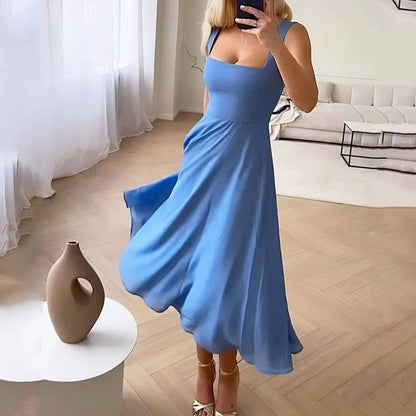 Maura | Vestido midi con escote cuadrado para mujer invitada de boda