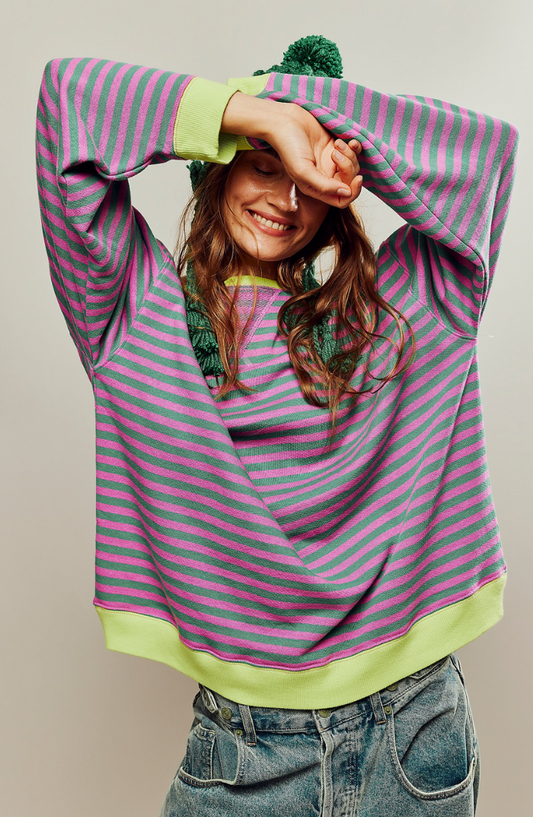 Elisa | Jersey de mujer de primavera a rayas con cuello redondo