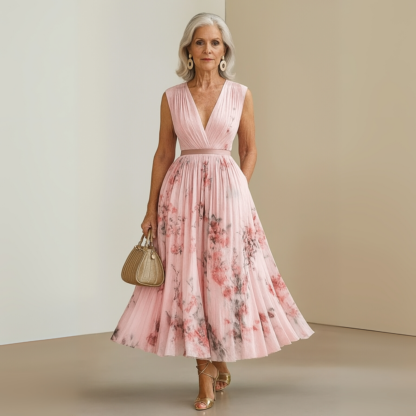 Andrea | Vestido maxi de verano de mujer sin mangas y estampado floral