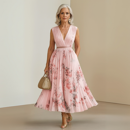 Andrea | Vestido maxi de verano de mujer sin mangas y estampado floral