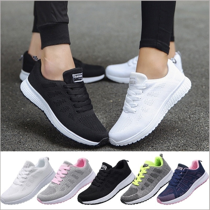Blanca | Zapatillas ortopédicas con malla transpirable y cordones