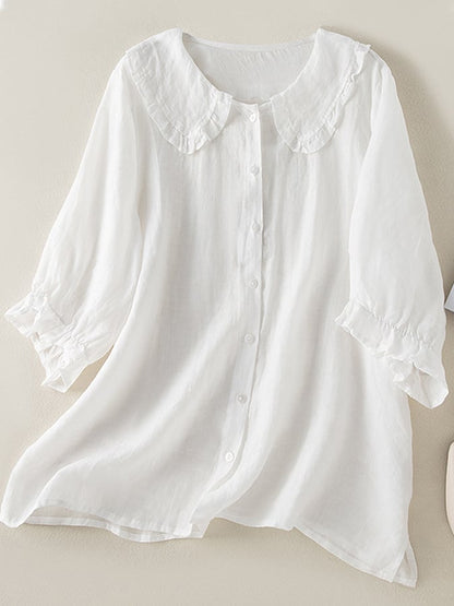 Zorelle | Blusa para mujer con cuello con volantes y manga tres cuartos