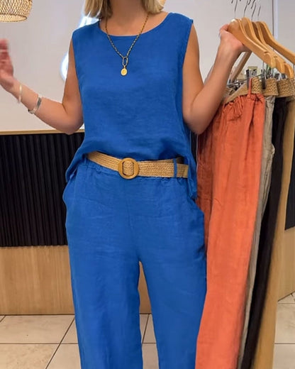Serina | Ensemble deux pièces pour femme avec top sans manches et pantalon large