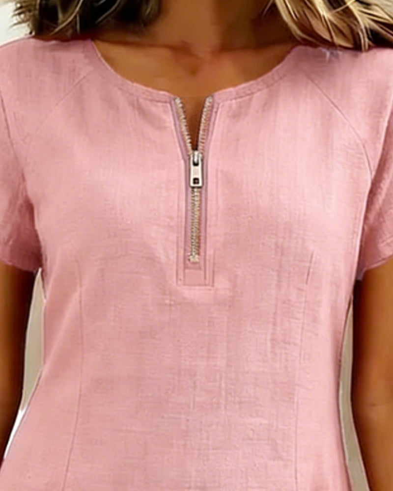 Renira | Vestido recto para mujer con cremallera y bolsillos