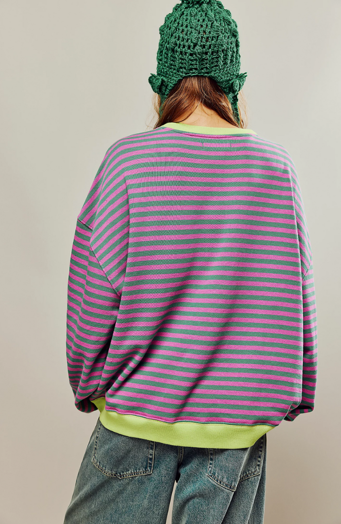 Elisa | Jersey de mujer de primavera a rayas con cuello redondo