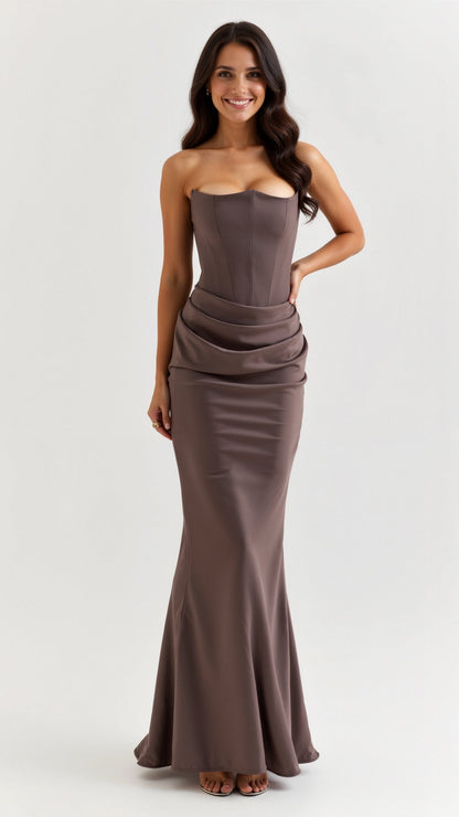 Florena | Vestido maxi de boda con silueta columna elegante para mujer
