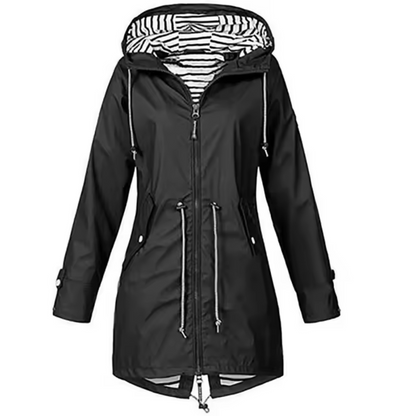 María | Chaqueta impermeable con capucha y cintura ajustable