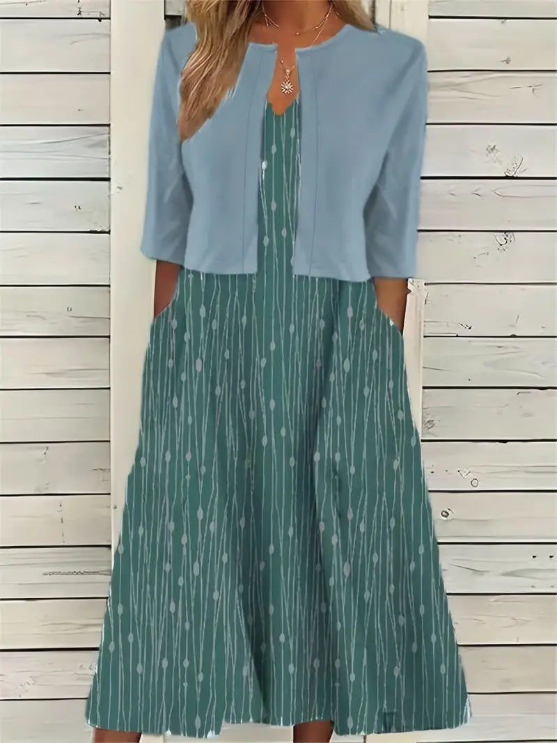 Sofía | Midikleid für Damen mit Blumenmuster und Jacke  